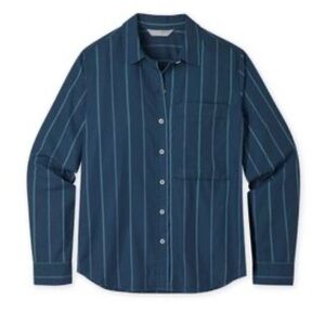 STIO M Blue pinstripe woman cotton long sleeve top casual minimalist outdoor